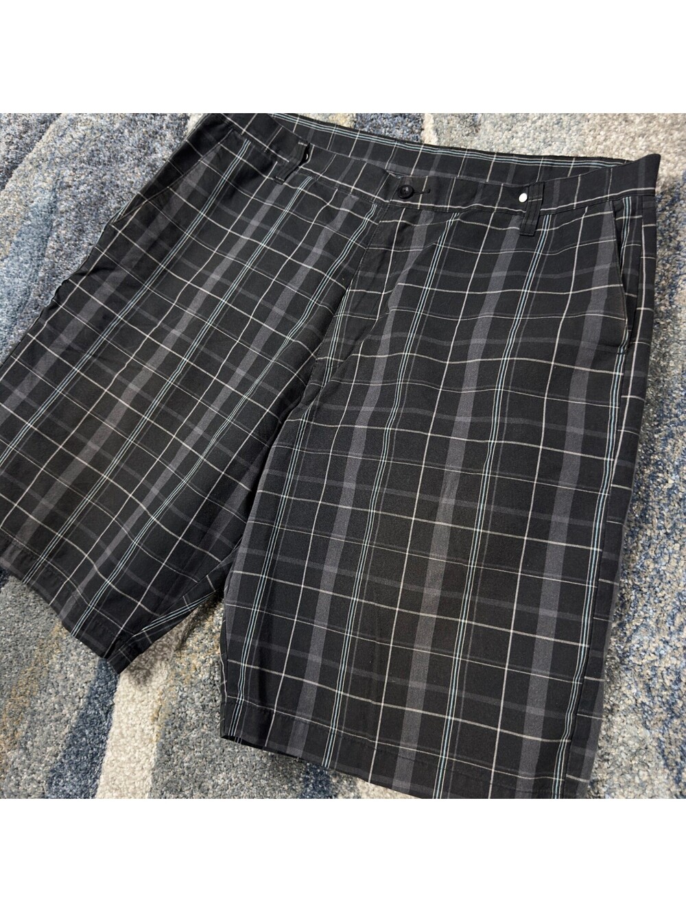 Burnside Plaid Shorts Mens 40 Black Grey Baggy Skater